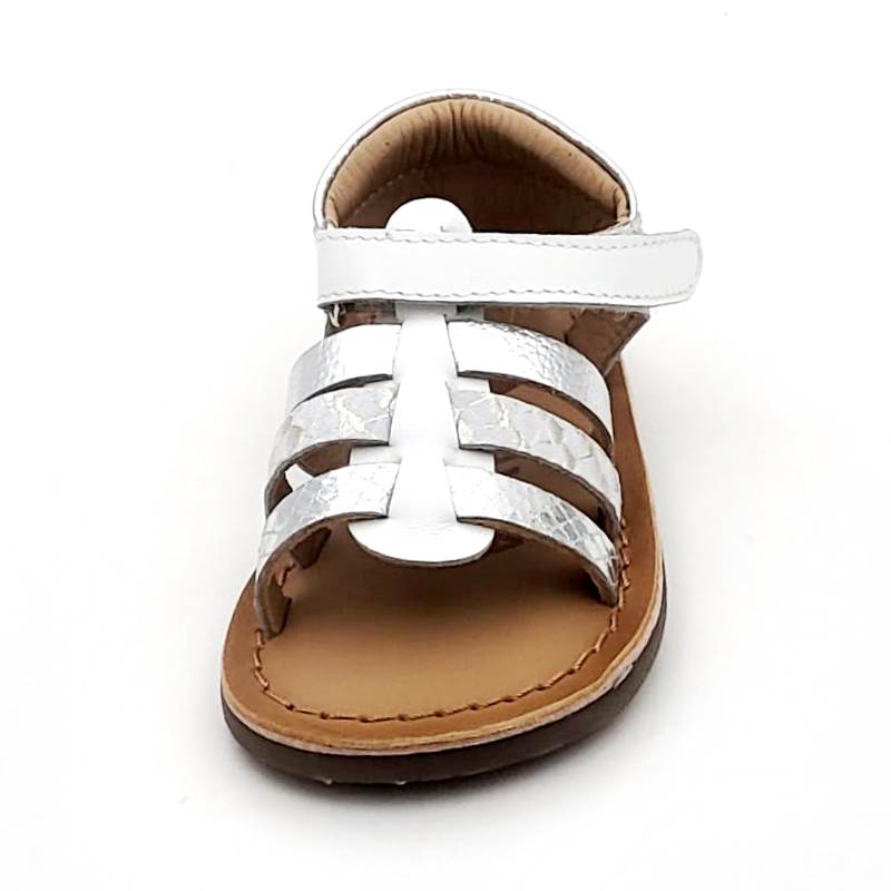 Sandalias para niñas en napa piel metalizada con cierre de velcro - Imagen 4