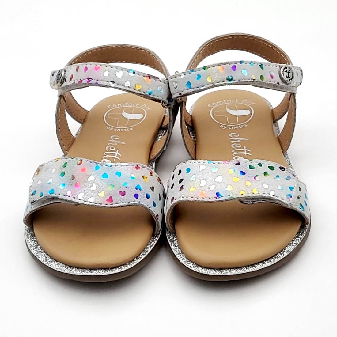 Sandalia Velcro Piel con Corazones Metalizados - Imagen 2