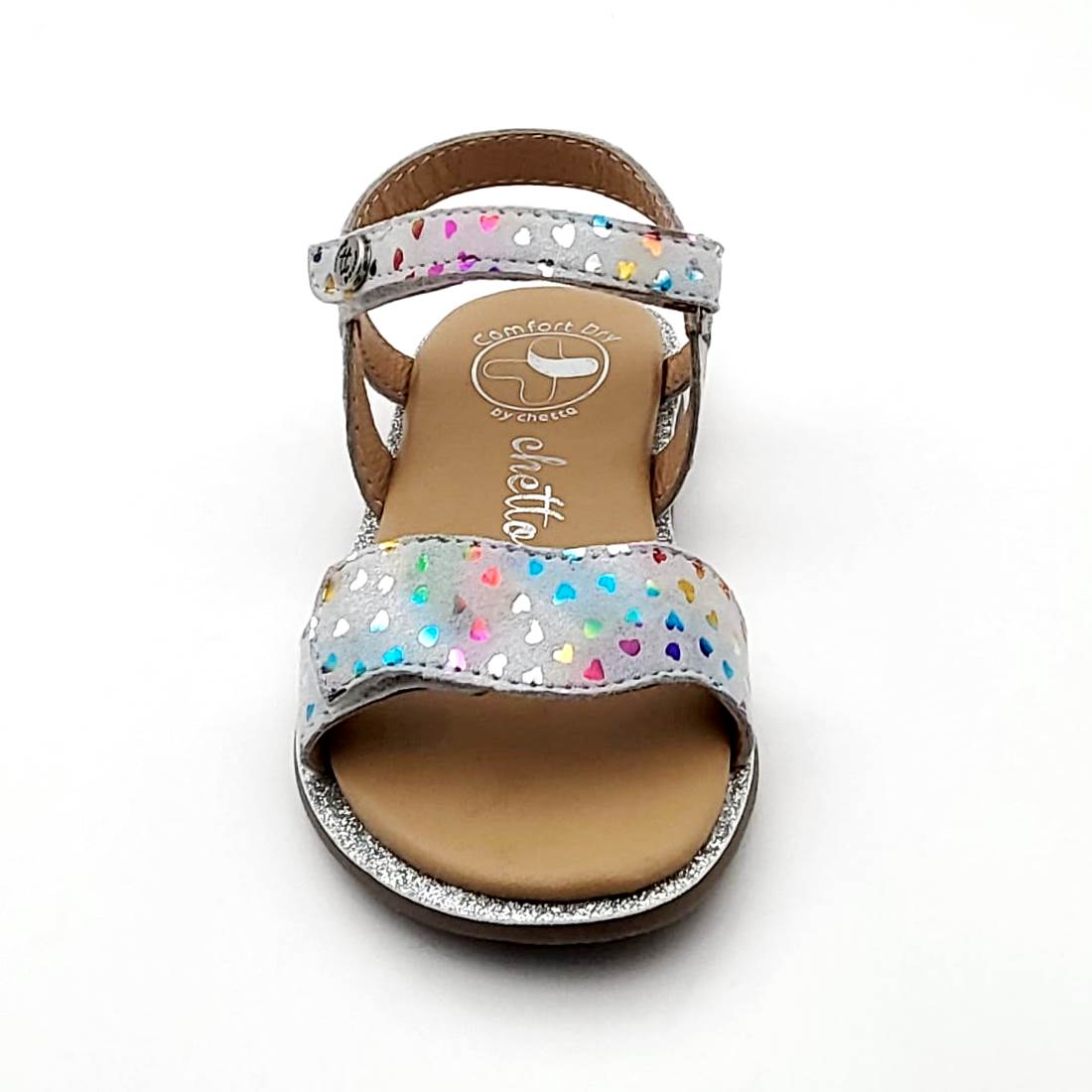 Sandalia Velcro Piel con Corazones Metalizados - Imagen 5