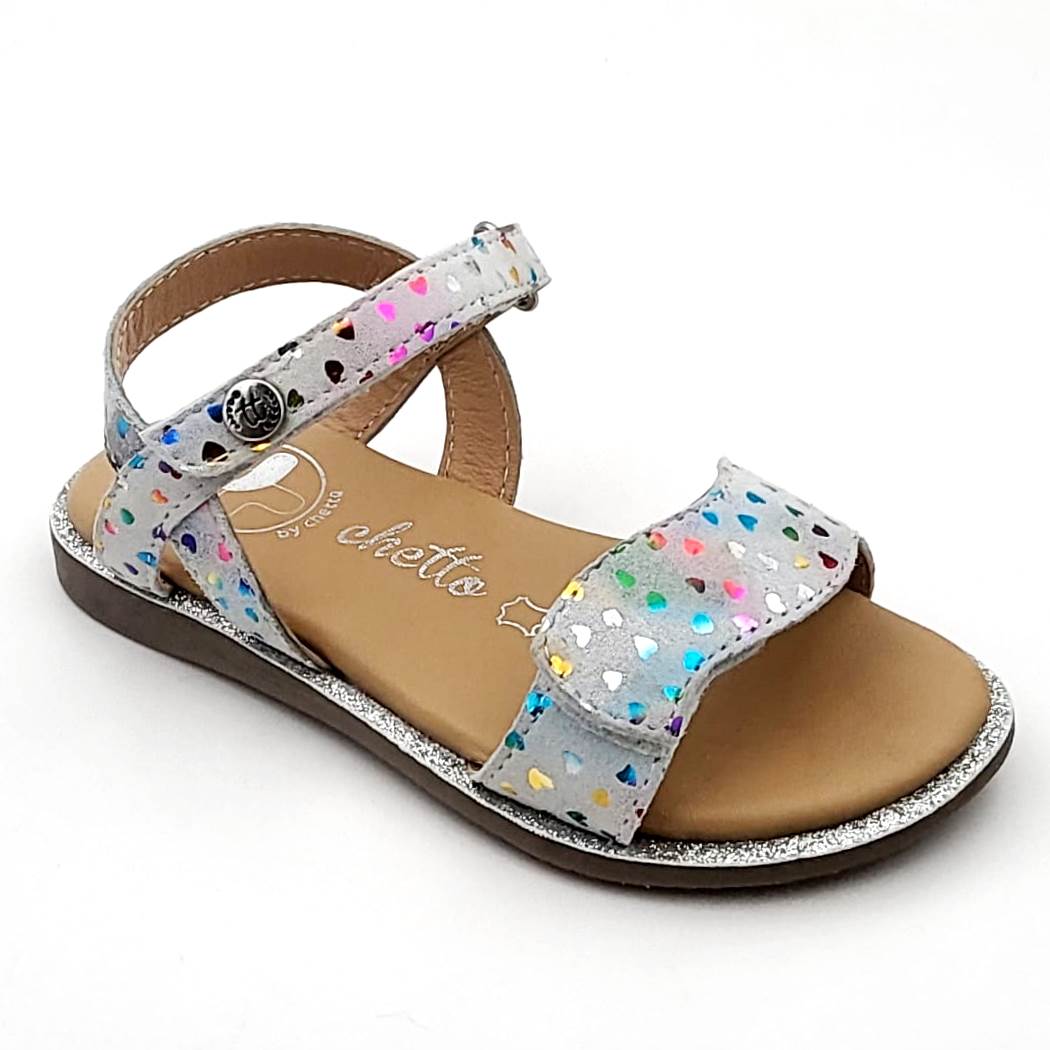 Sandalia Velcro Piel con Corazones Metalizados - Imagen 4