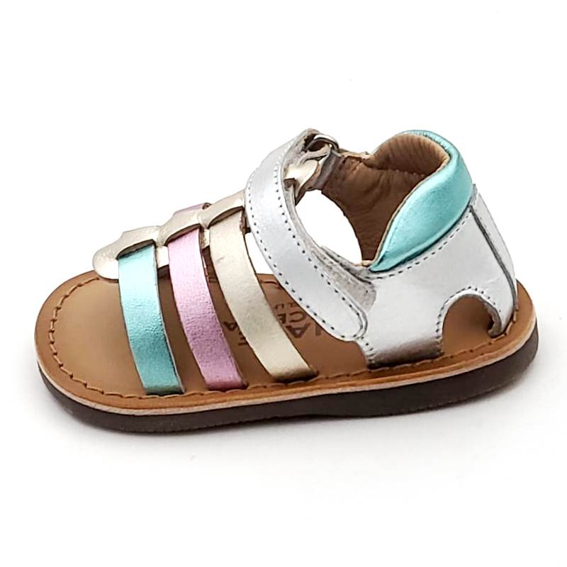 Sandalia para niñas en piel metalizada con cierre de velcro - Imagen 6