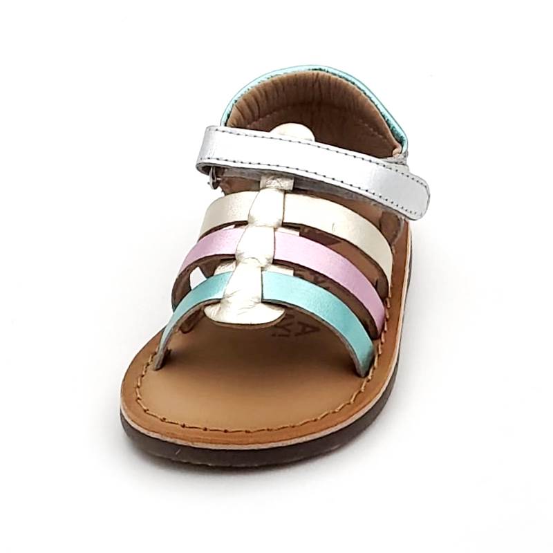 Sandalia para niñas en piel metalizada con cierre de velcro - Imagen 5