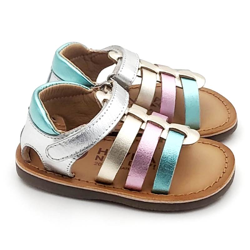 Sandalia para niñas en piel metalizada con cierre de velcro - Imagen 4