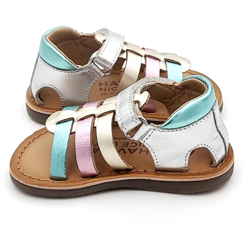 Sandalia para niñas en piel metalizada con cierre de velcro - Imagen 3