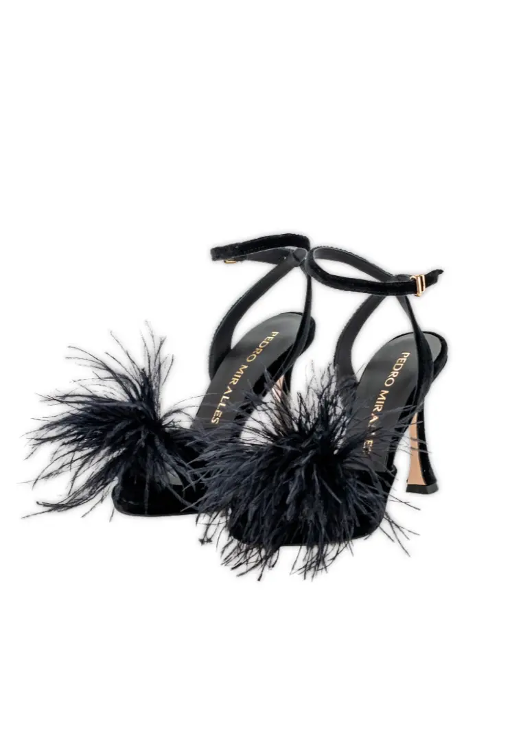 Sandalia Pedro Miralles Velvet Plum Negro - Imagen 8