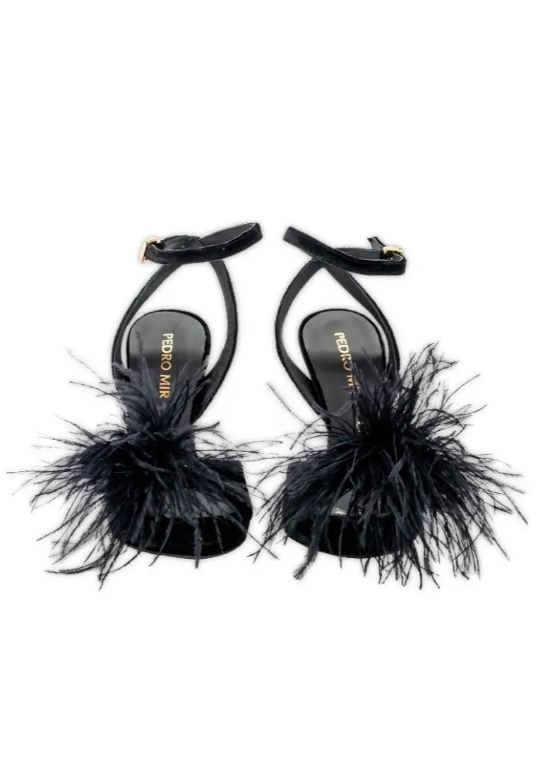 Sandalia Pedro Miralles Velvet Plum Negro - Imagen 7