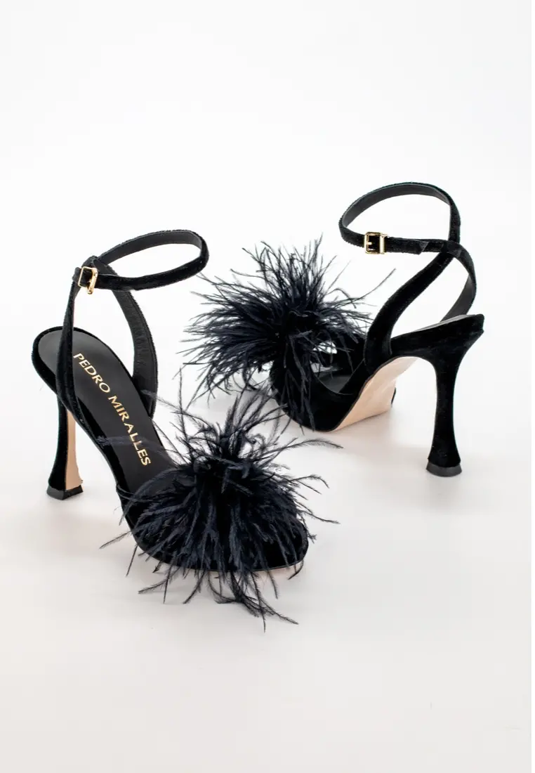 Sandalia Pedro Miralles Velvet Plum Negro - Imagen 4