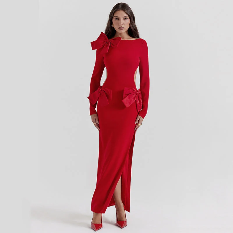 Vestido Carmín™ Diseño con Lazos - Imagen 7