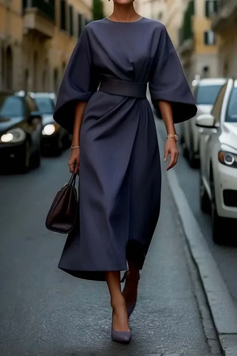 Sofia - Vestido elegante con mangas farol y cinturón - Imagen 5