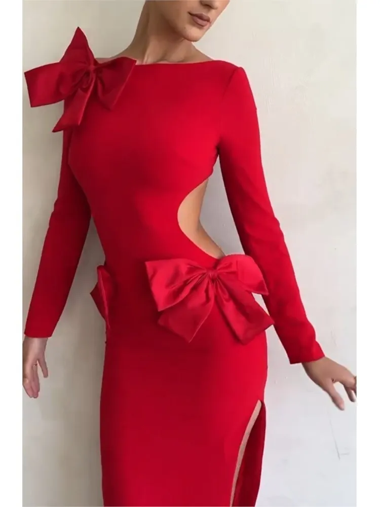 Vestido Carmín™ Diseño con Lazos - Imagen 4