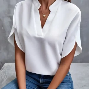 Deborah - Camisa de cuello en V suave y refinada