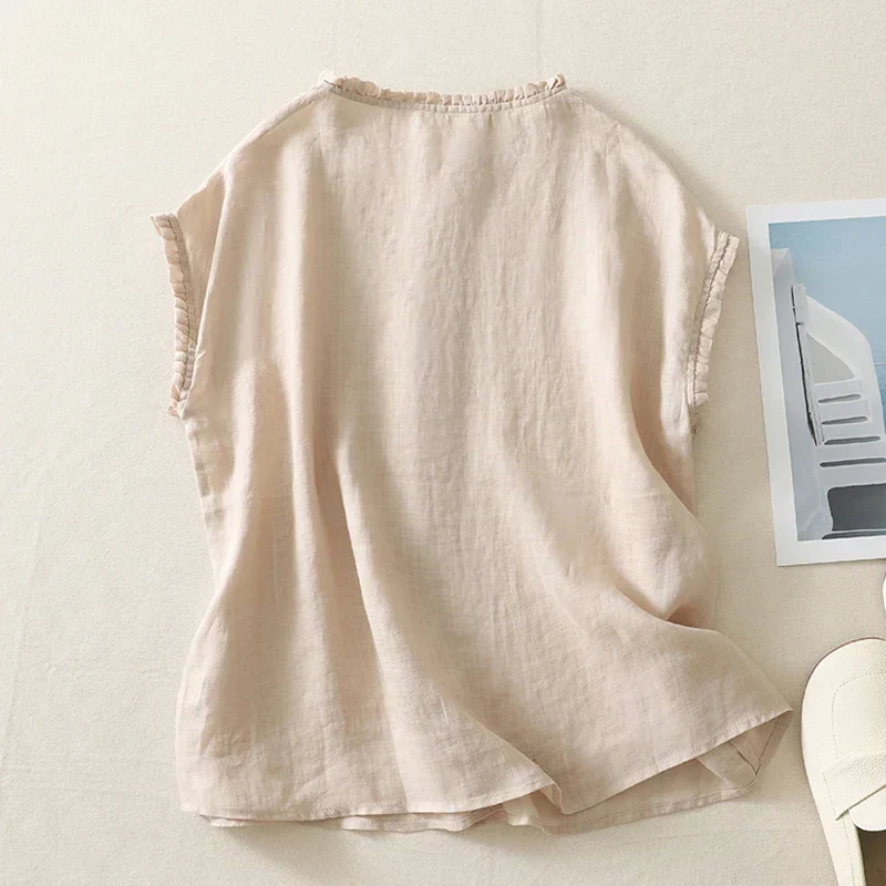 Ines - Blusa de Lino con Encaje para Mujer - Imagen 4
