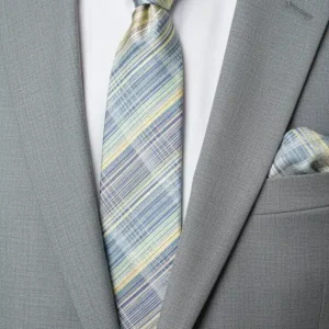 Set Corbata y Pañuelo Rayado Multicolor Pastel