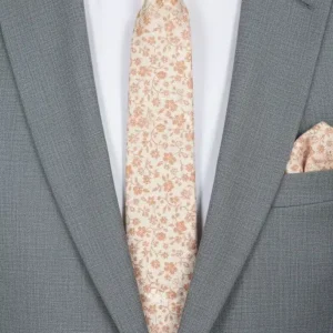 Set Corbata y Pañuelo Rosa Claro Floral