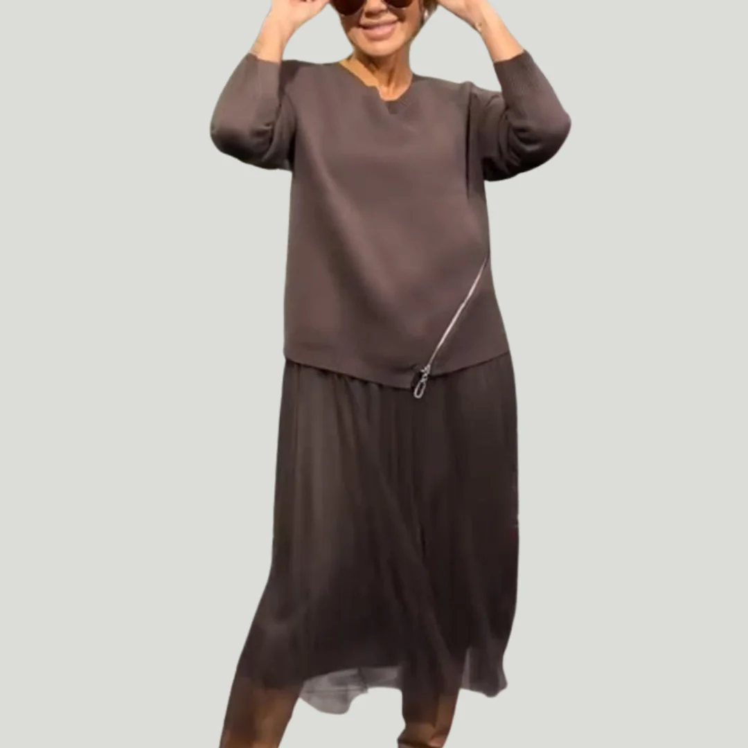 Ullé | Vestido elegante de punto y tul para mujer - Imagen 2