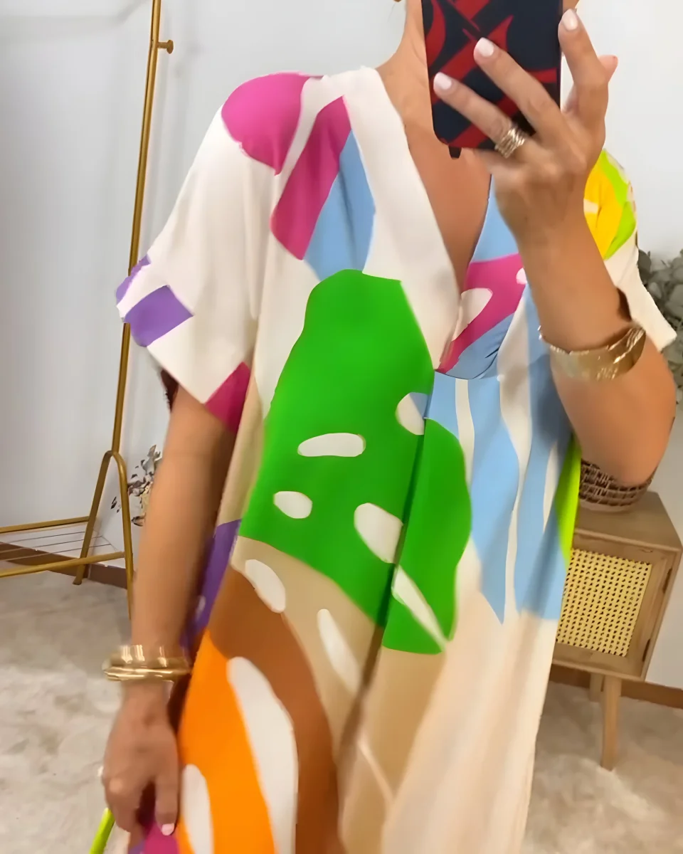 Roos™ | Vestido informal con estampado de hojas de colores - Imagen 7