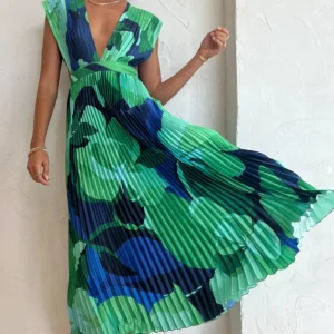 Vestido Evangelina™ Plisado en Tonos Azules