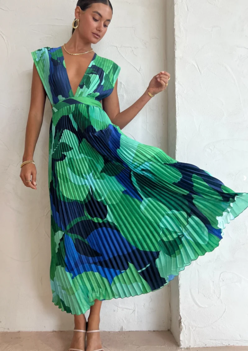 Vestido Evangelina™ Plisado en Tonos Azules - Imagen 2