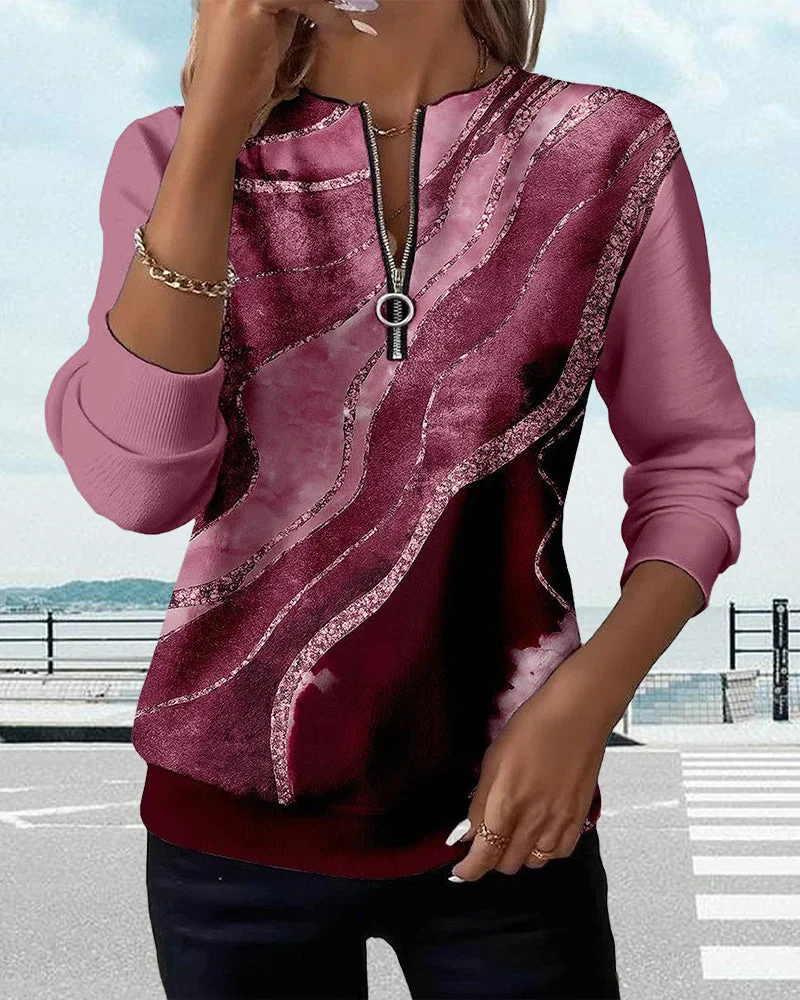 Lera | Sudadera con media cremallera y estampado vintage - Imagen 9