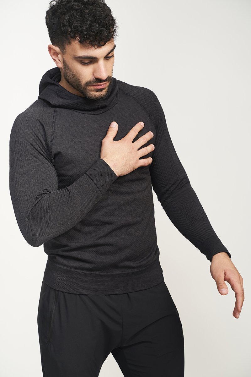 TITAN Sudadera técnica con capucha masculina negro asfalto - Imagen 2