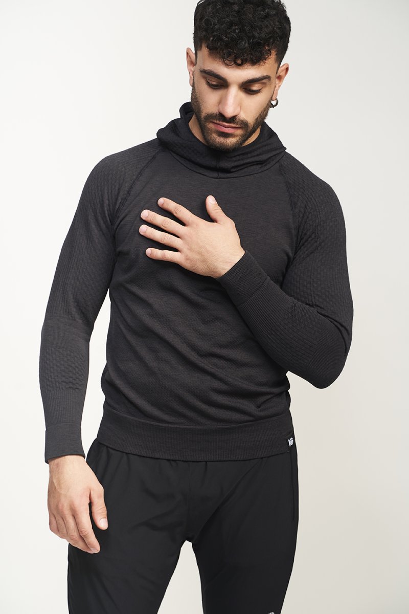 TITAN Sudadera técnica con capucha masculina negro asfalto - Imagen 4