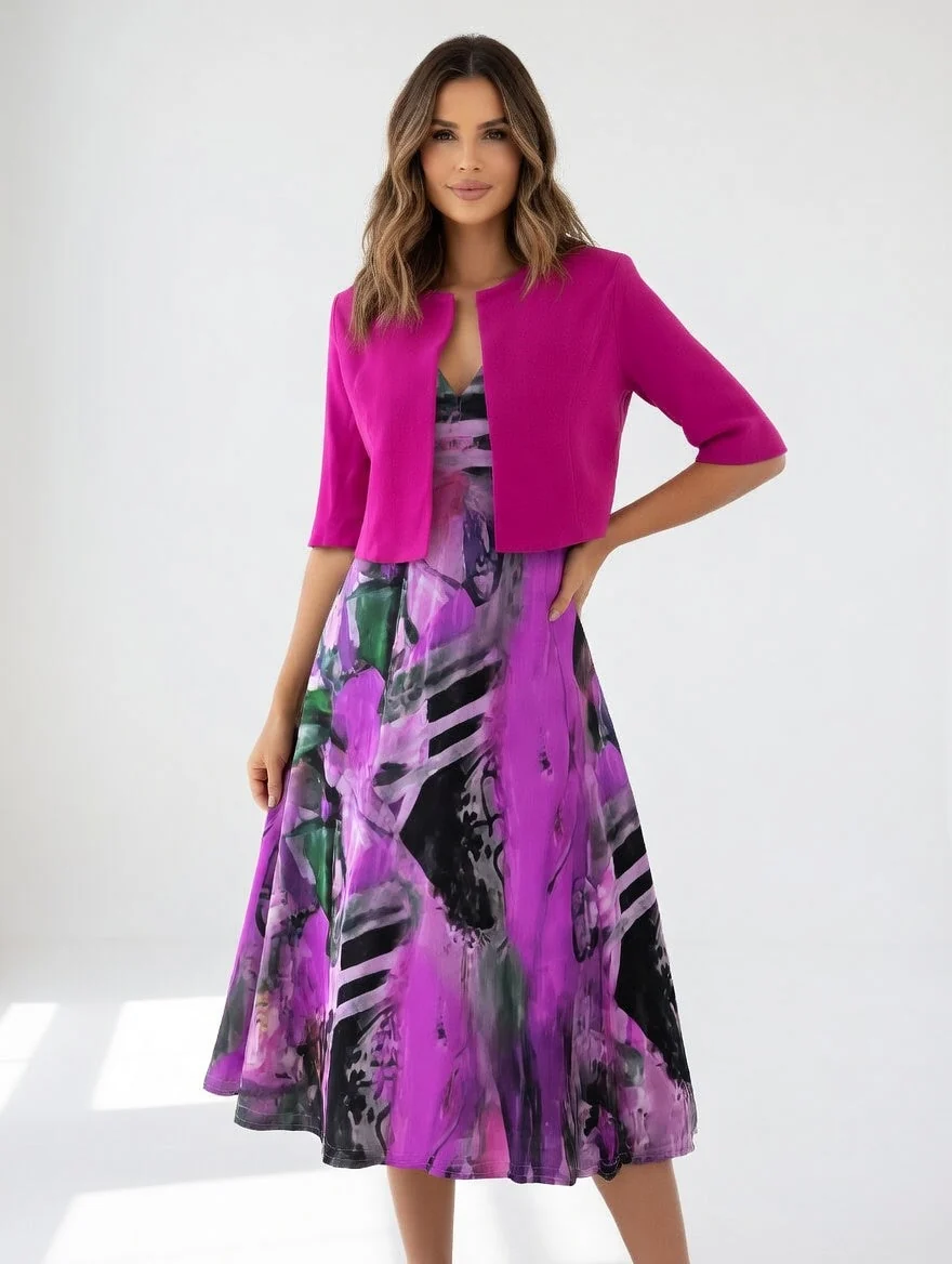 Maéliane - Vestido midi impreso elegante fluido para Mujer - Imagen 4