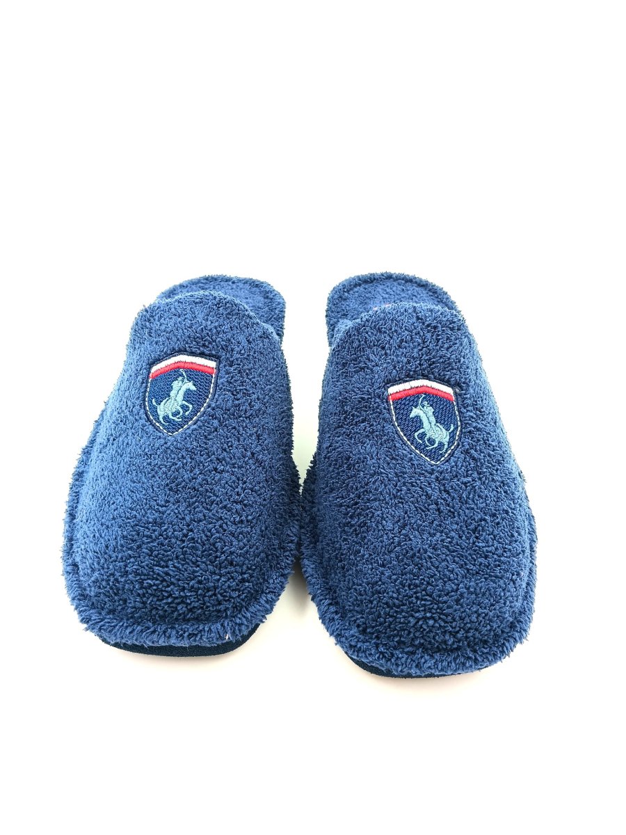 Zapatilla de casa para hombre abierta toalla abierta con suela silenciosa logo polo - Imagen 3