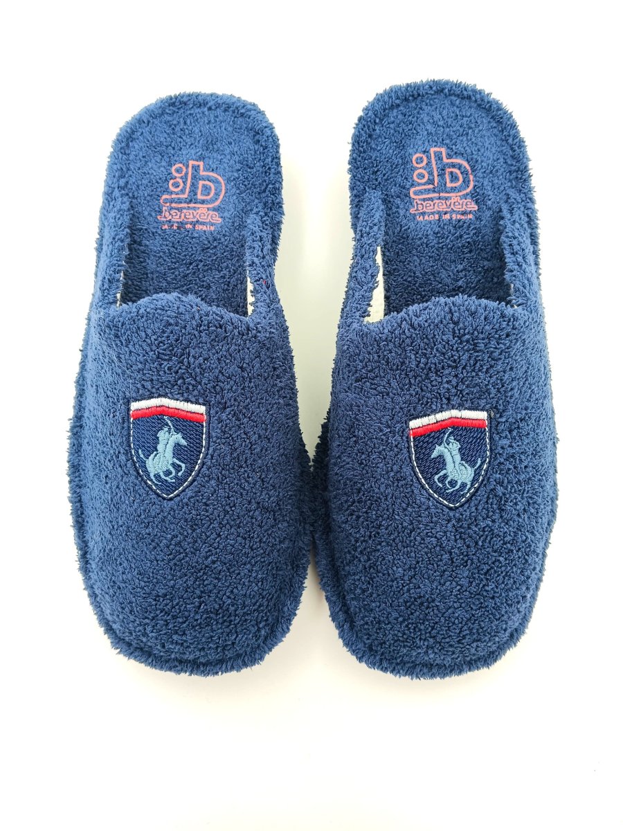 Zapatilla de casa para hombre abierta toalla abierta con suela silenciosa logo polo - Imagen 4