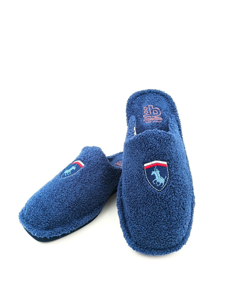 Zapatilla de casa para hombre abierta toalla abierta con suela silenciosa logo polo - Imagen 2