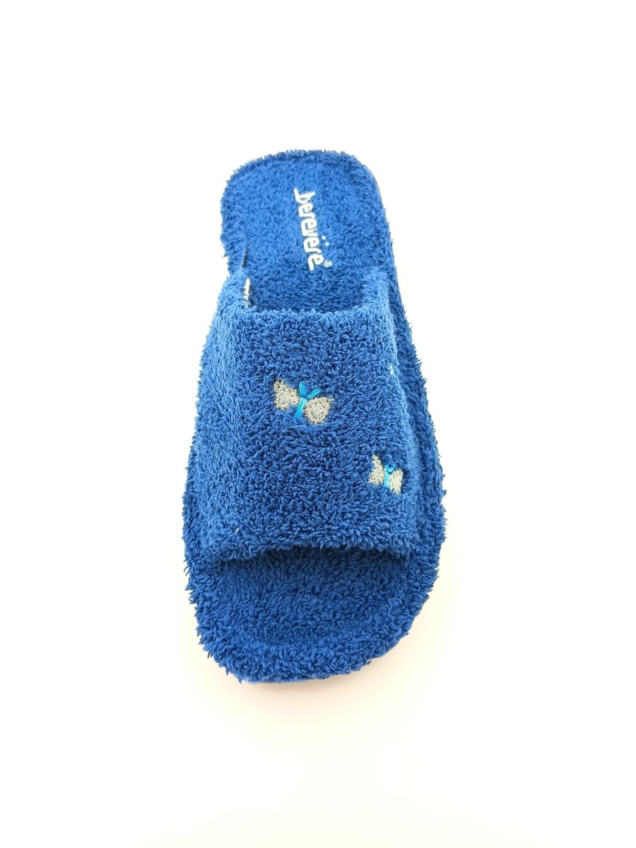Zapatilla de casa abierta por delante toalla con adorno de mariposas con brillantes - Imagen 6
