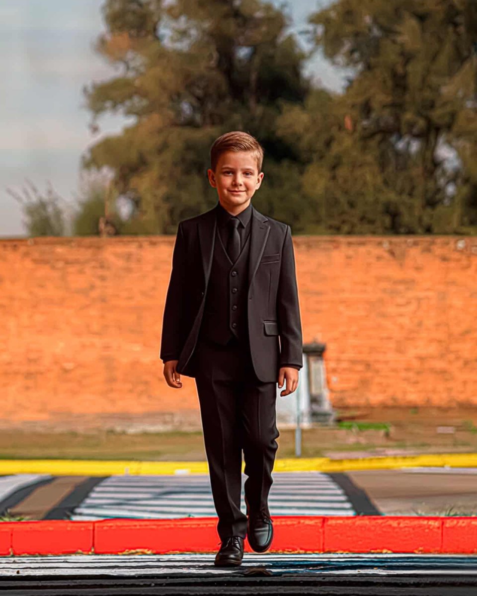 Traje Clásico de Niño Negro - Imagen 2