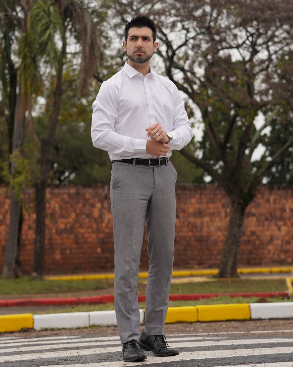 Camisa Blanca Satinada de Hombre Máximo San Martín - Imagen 5