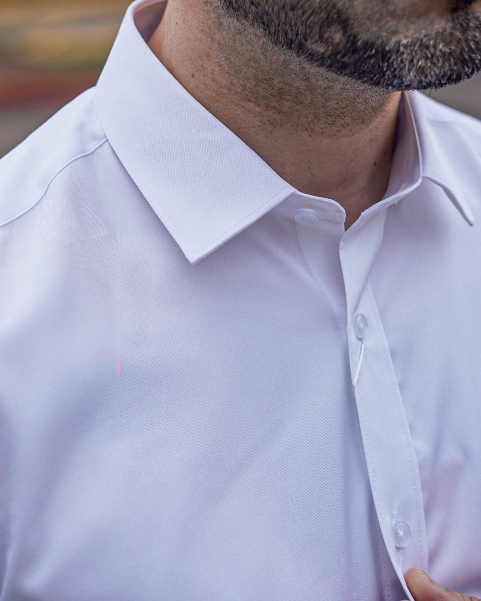 Camisa Blanca Satinada de Hombre Máximo San Martín - Imagen 4