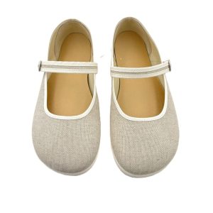 Mercedita en lona BAREFOOT con hebilla en lona y suela de goma