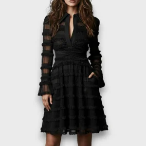 Parisa – Vestido de Mujer Midi de Flecos Transparente
