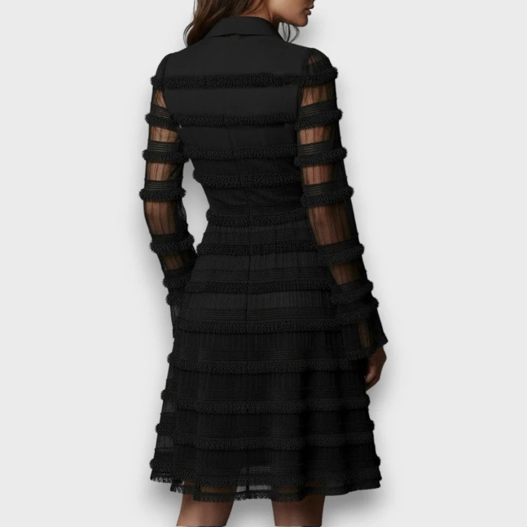 Parisa – Vestido de Mujer Midi de Flecos Transparente - Imagen 5