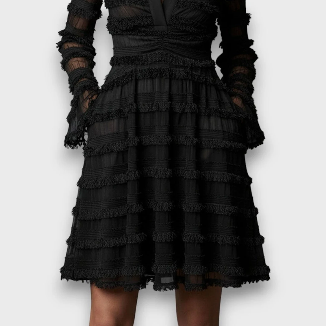Parisa – Vestido de Mujer Midi de Flecos Transparente - Imagen 6