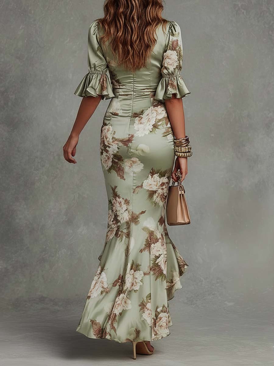 Anastasia | Vestido Largo de Satén con Estampado Floral para Mujer - Imagen 4
