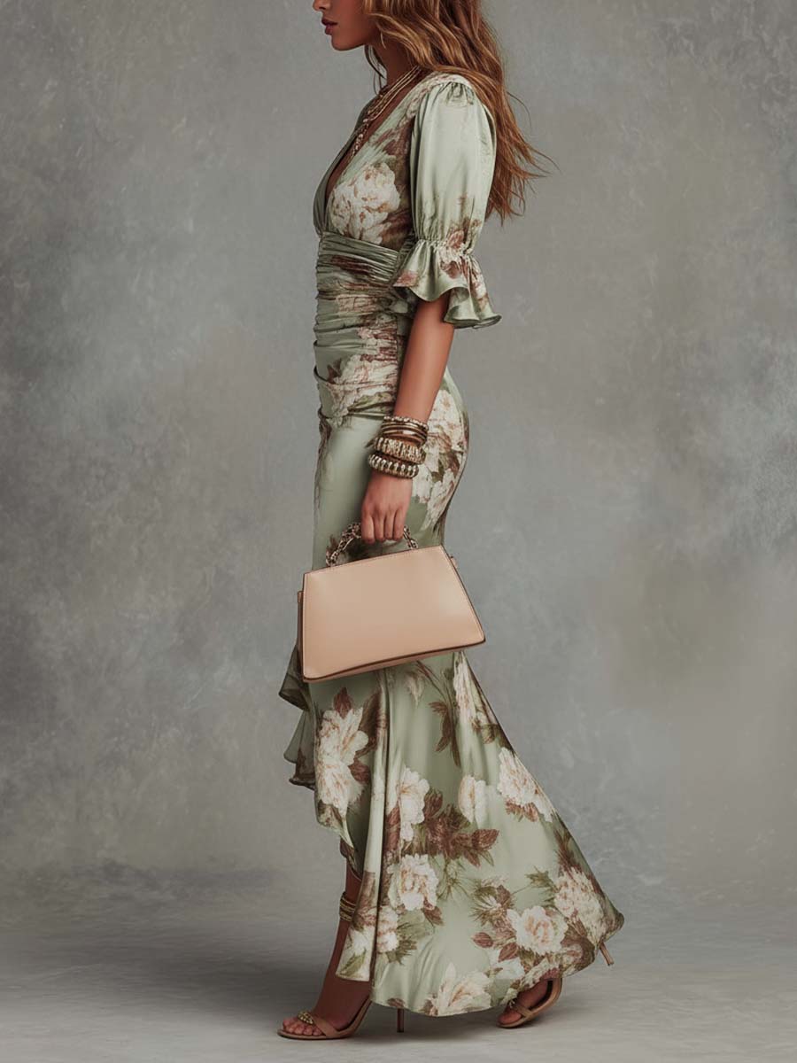Anastasia | Vestido Largo de Satén con Estampado Floral para Mujer - Imagen 3