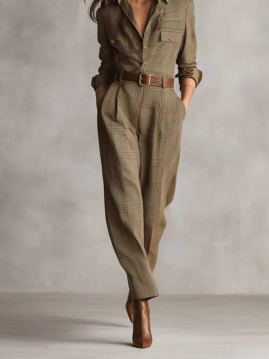 Zoë | Mono utilitario de cuadros con textura de tweed refinado - Imagen 4