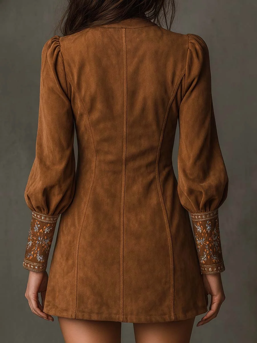 Magda – vestido mini vintage marrón - Imagen 3