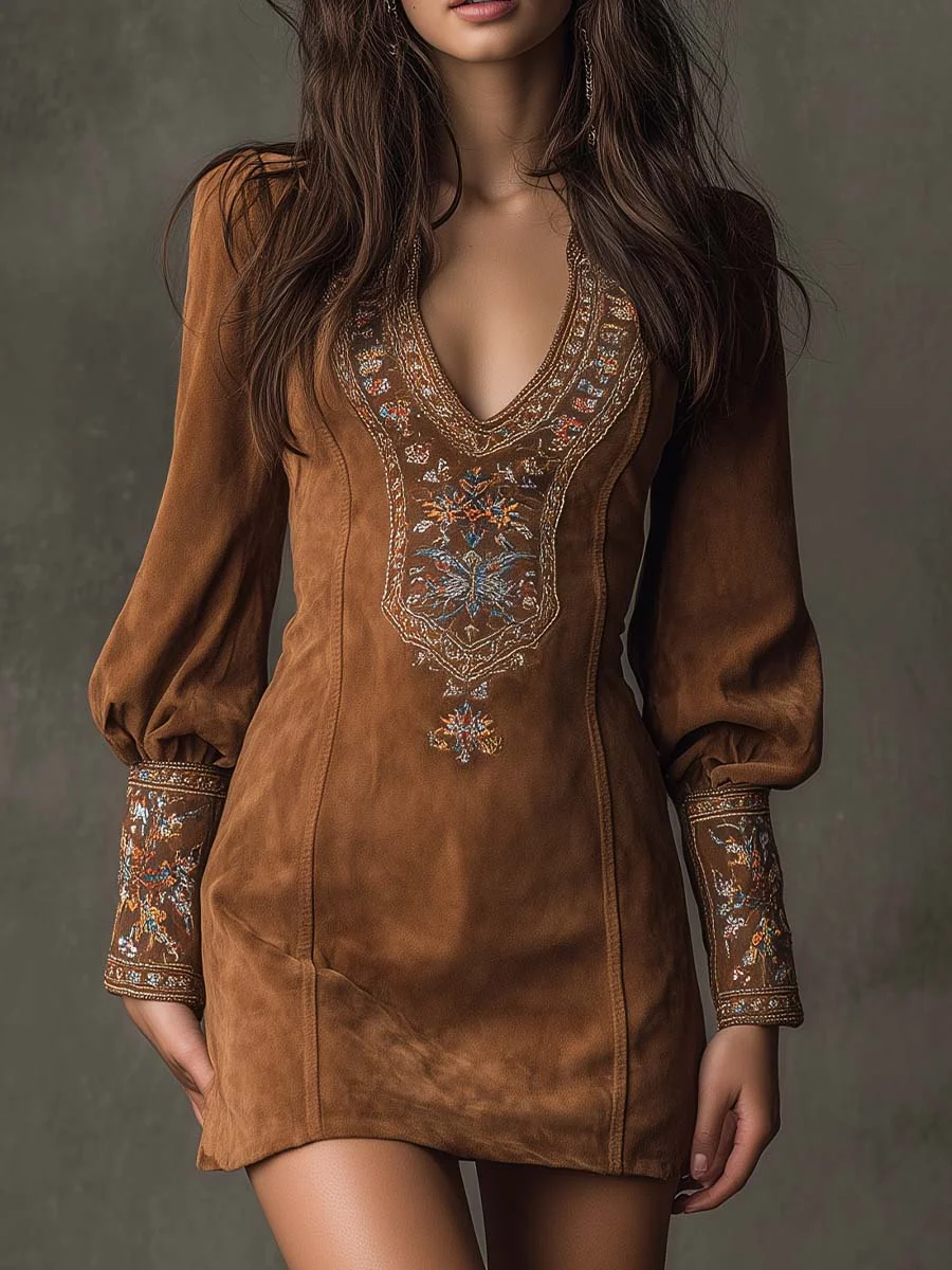 Magda – vestido mini vintage marrón - Imagen 2