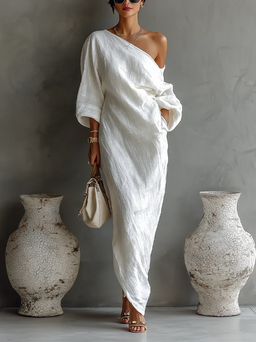 Nerina • Vestido maxi asimétrico elegante y fluido - Imagen 2
