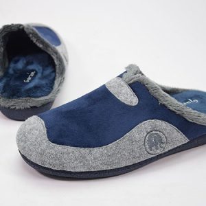 Zapatillas para casa de hombre en algodon natural con plantillas super blandita y suela de goma
