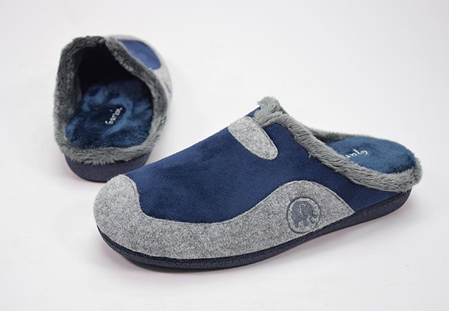 Zapatillas para casa de hombre en algodon natural con plantillas super blandita y suela de goma - Imagen 3