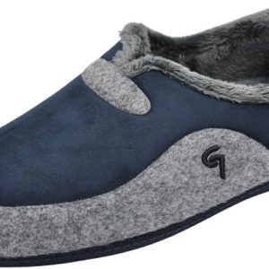 Zapatilla para casa de hombre en algodon natural y con suela de goma antideslizante