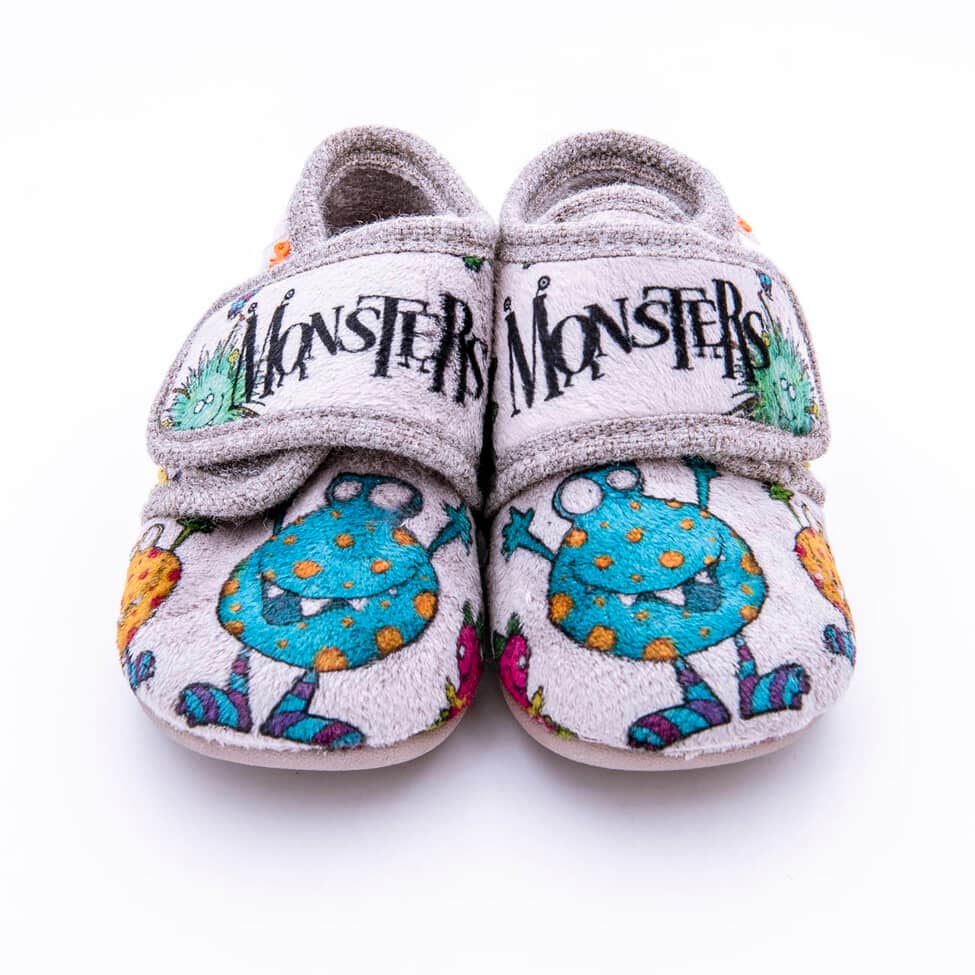 Zapatilla de niños para casa en algodón con cierre de velcro con motivo de Mosthers y con suela de goma - Imagen 2