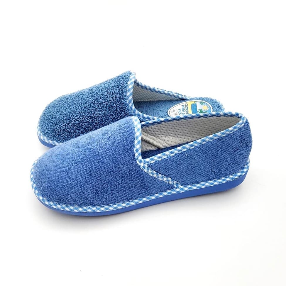 Zapatilla Toalla Cerrada Rizo Ribete Vichy - Imagen 4