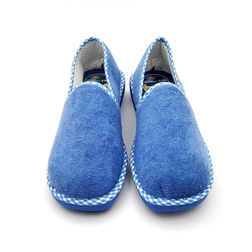 Zapatilla Toalla Cerrada Rizo Ribete Vichy - Imagen 2