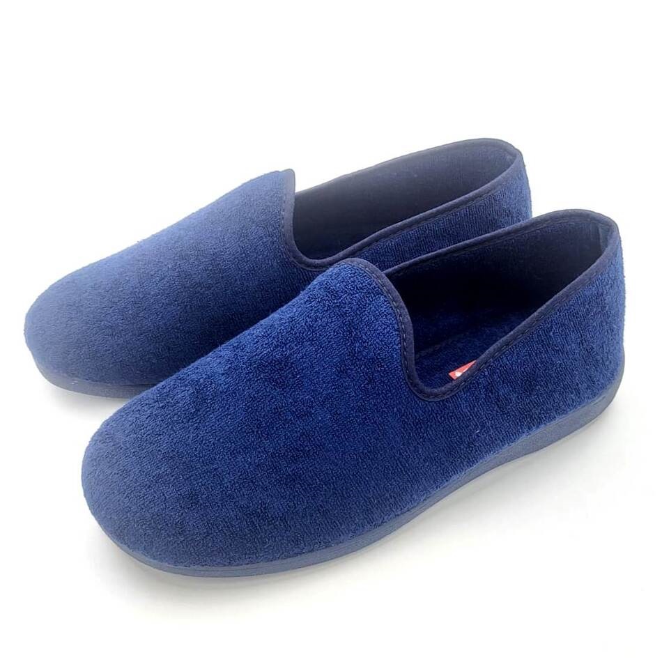 Zapatilla para casa de hombre cerrada en algodón natural y con suela de goma - Imagen 3